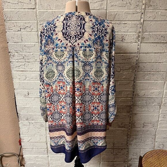 DR2 Paisley Hi Lo Split Neck Peasant Boho Blouse XL - Picture 7 of 13